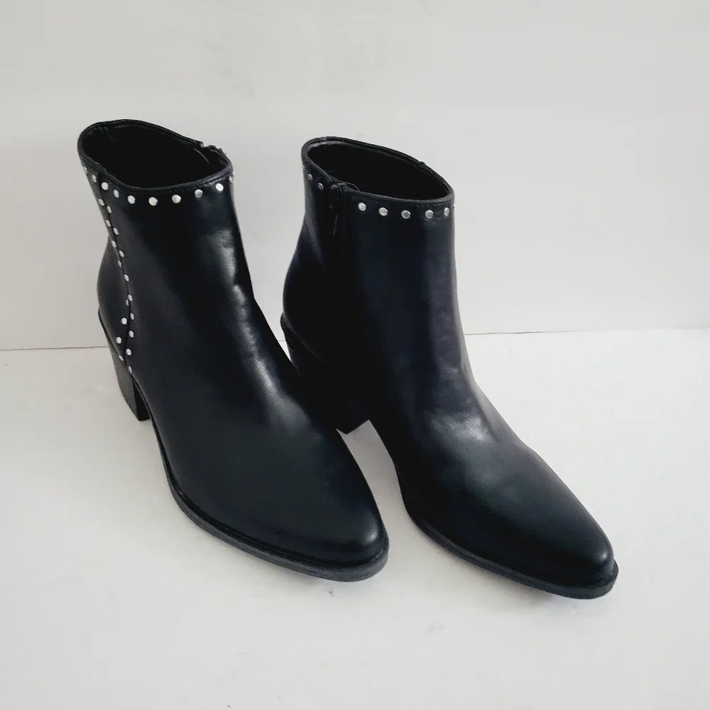 NEW BP Lance Women's Black Leather Block Heel Bootie Size 8.5